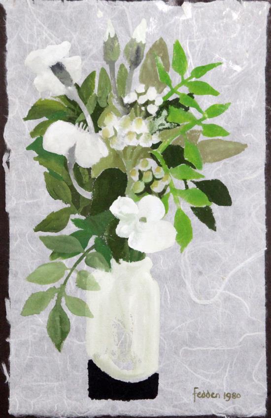 § Mary Fedden (1981-2013) White Flowers, 8.5 x 5.5in.